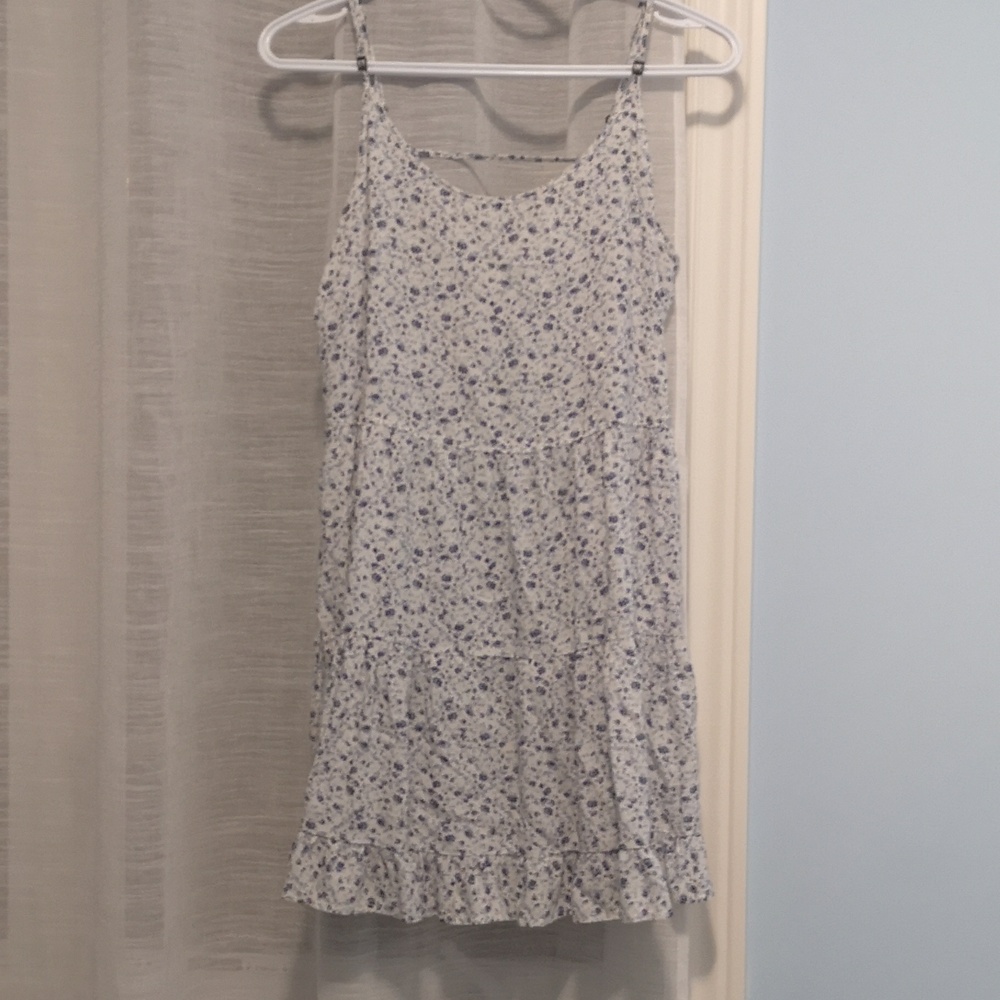 Blue Floral Open Back Dress